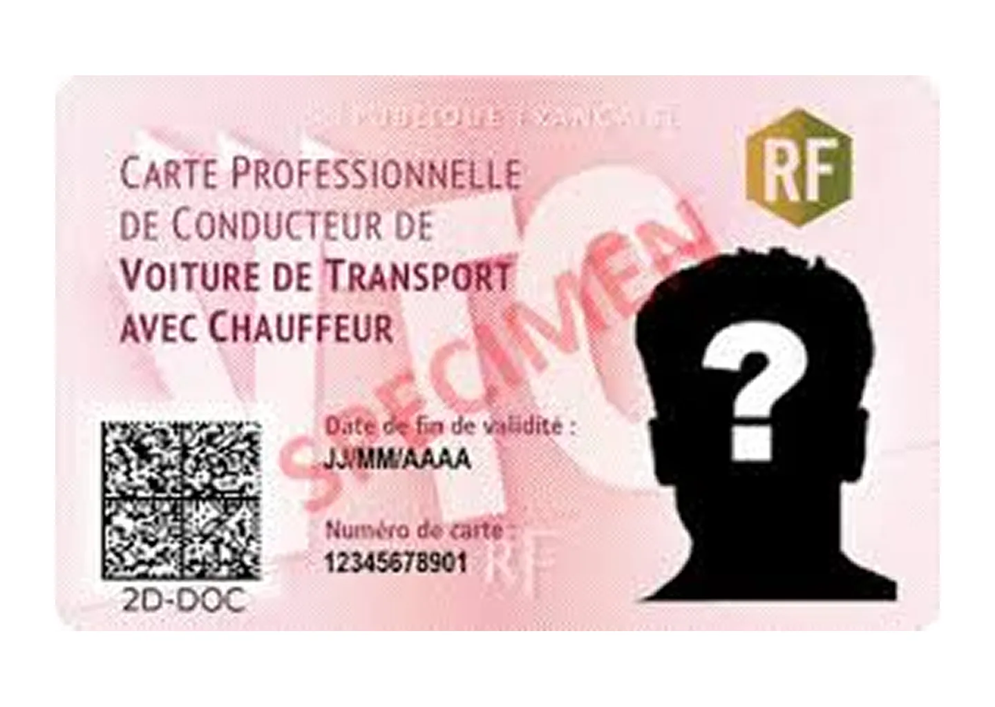 Modèle de carte professionnelle de conducteur de VTC